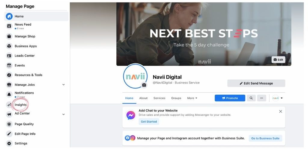 Navii Facebook Insights example
