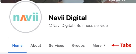 Navii Facebook page tabs screenshot