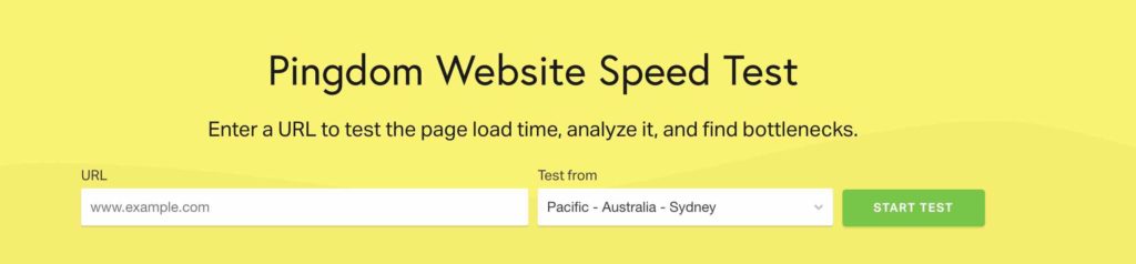 Pingdom speed test tool screenshot