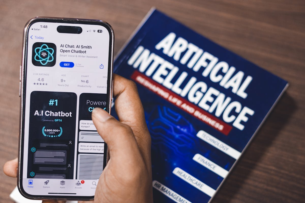 Smartphone displaying AI technology application